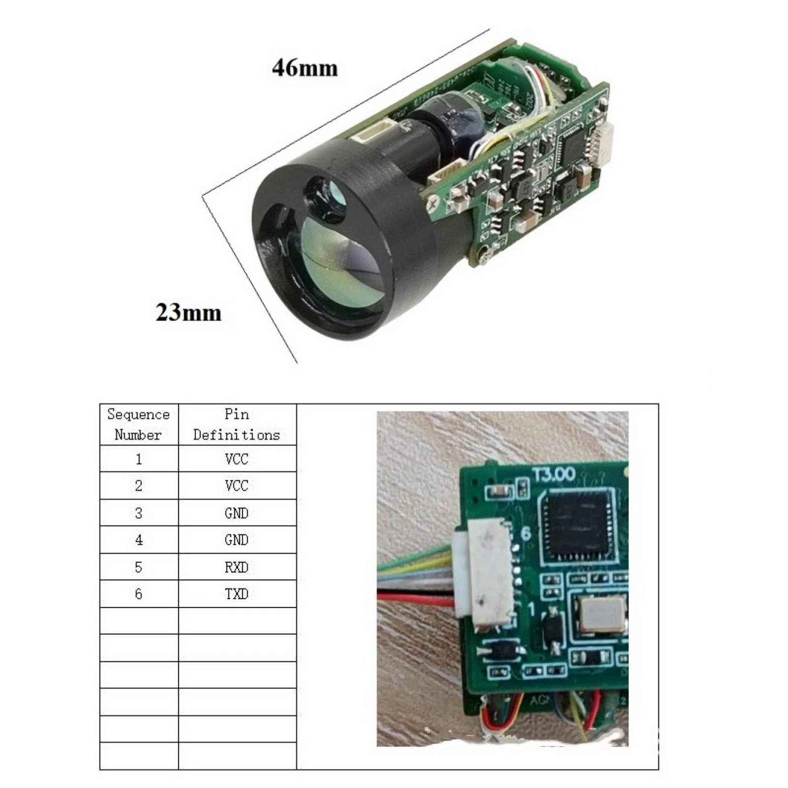 NCZOBOE 2000m Small Distance Sensor Infrared 905nm Laser Range Finder Module Uart For Thermography