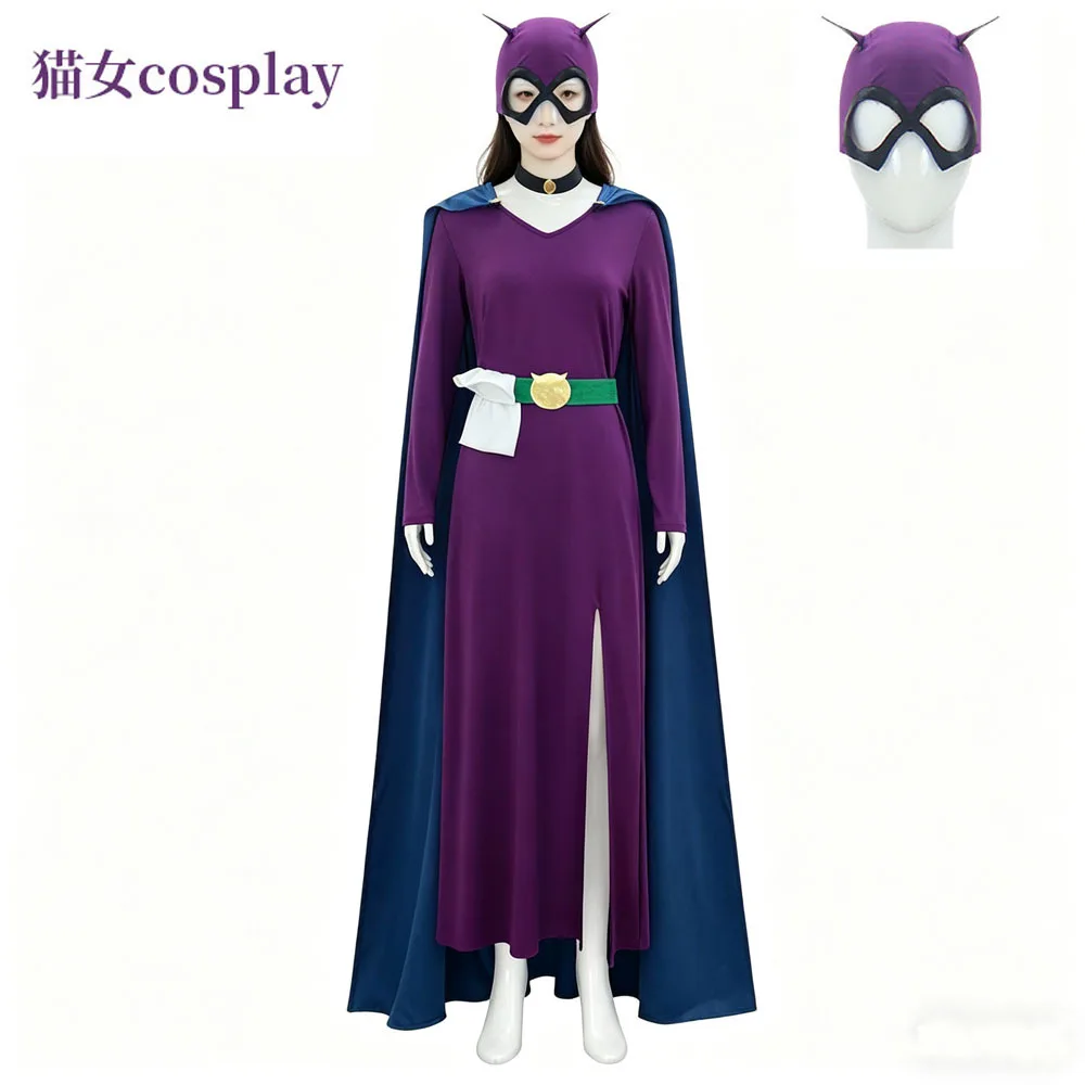 

Anime Selina Kyle Cosplay Costume Adult Women Cat Roleplay Belt Cloak Halloween Carnival Disguise Suit