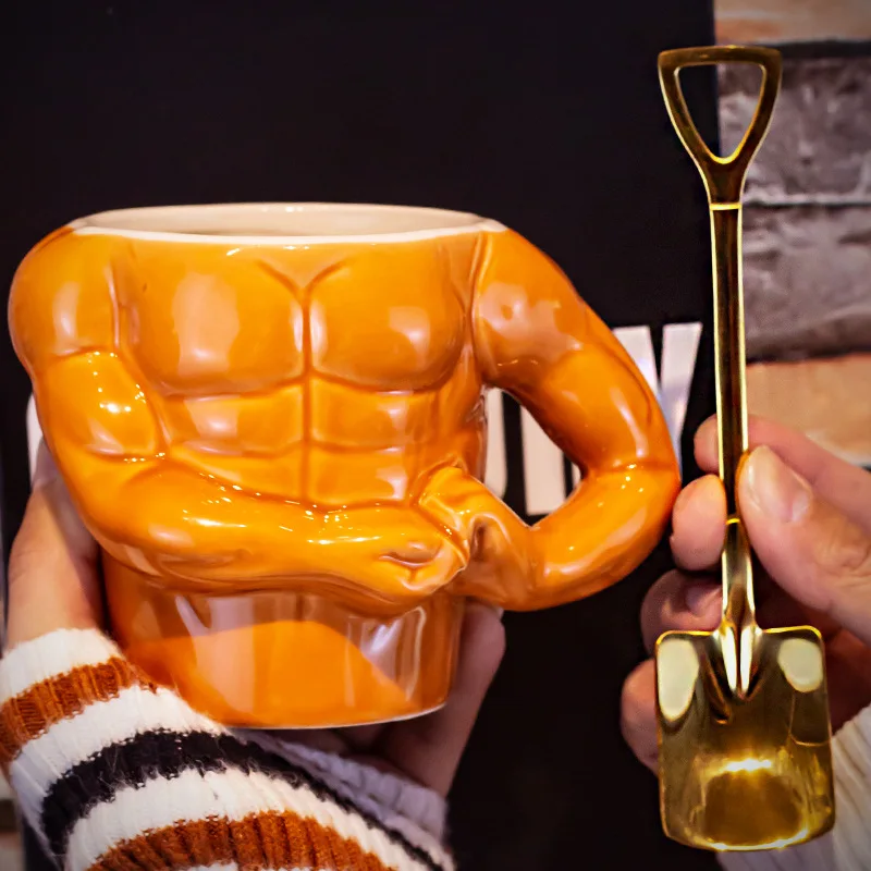 Creative Muscle Man Mug Home Breakfast Milk Coffee Mug Water Cups Boys Gym Trainer Funny Gift Mugs Holiday Gift