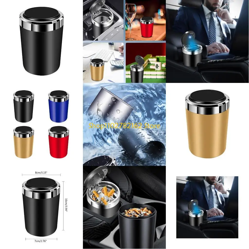 

547B Car Cigarette Ashtray Portable Smokeless Sealed Design for Most Car Cup Holder