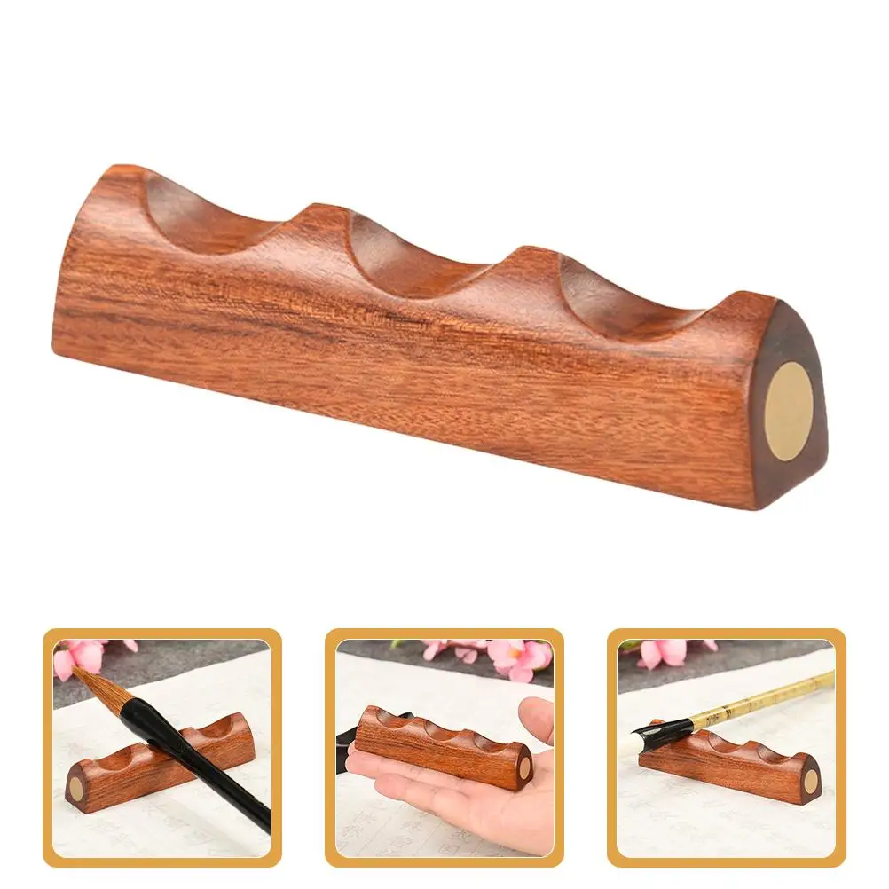 

Wooden Brush Pen Holder Chinese Brush Pen Rest Stand Painting Calligraphy Pens Writing Holder School Stationery Supplies