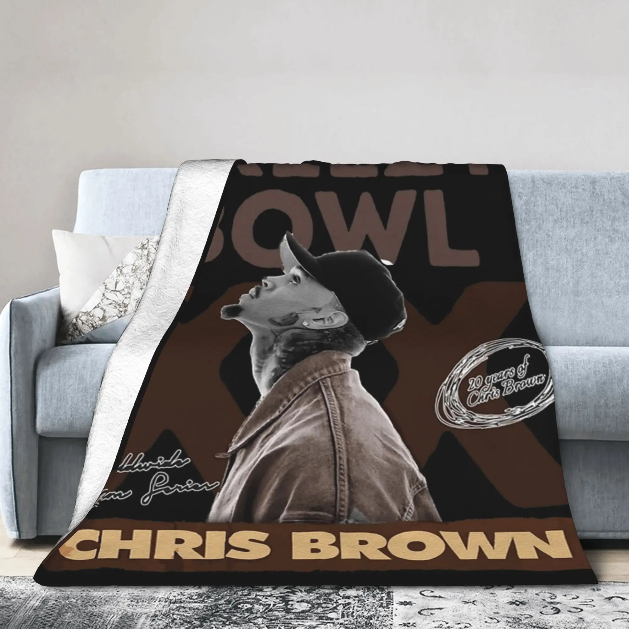 Warm Soft BlanketsKids Adult Travel Rapper Chris Browns   Throw Blanket  Flannel Bedspread Sofa Bed Comfortable Sofa Bed Cover