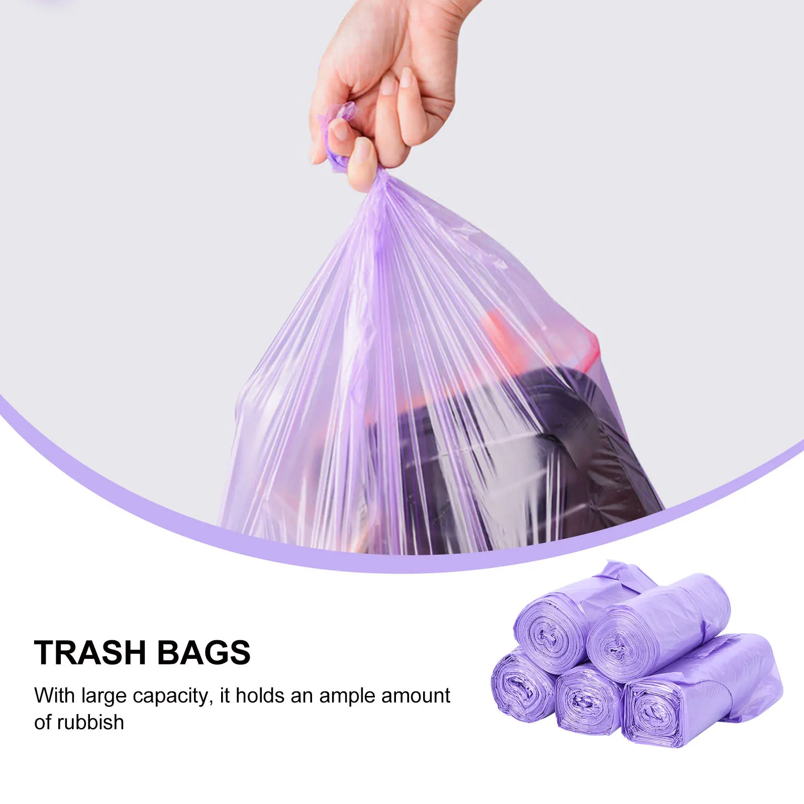 

5 Rolls Portable Garbage Rubbish Trash Bags Thickened Eco Friendly Leak Proof with Handles for Kitchen Home Office Large