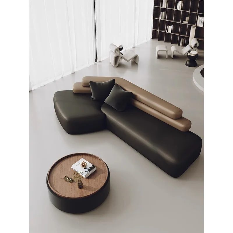 Minimalist diagonal corner sofa curved special-shaped hotel beauty salon office lounge area