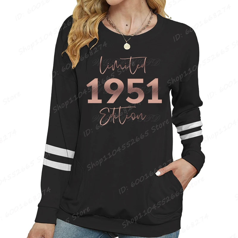 Camisa de cumpleaños retro de los años 50 para mujer, camiseta de manga larga de edición limitada 1949-1959 para mujer, regalo de cumpleaños retro, camisetas gráficas informales