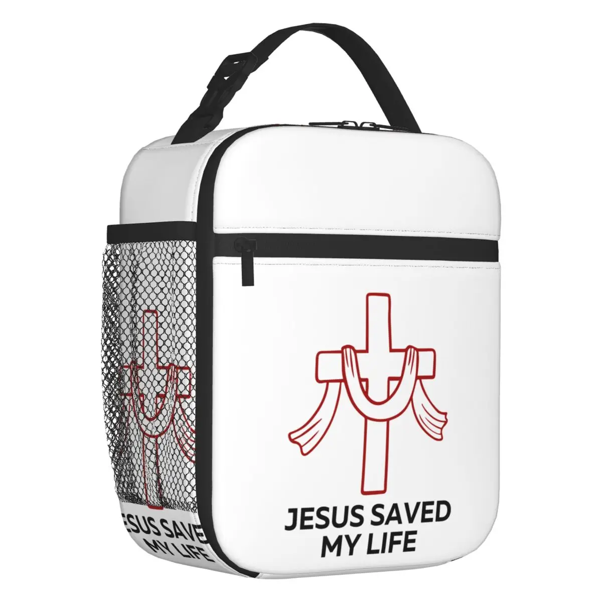 Custom Jesus Saved My Life Portable Lunch Box  Leakproof Christian Saying Thermal Cooler Food Insulated Lunch Bag