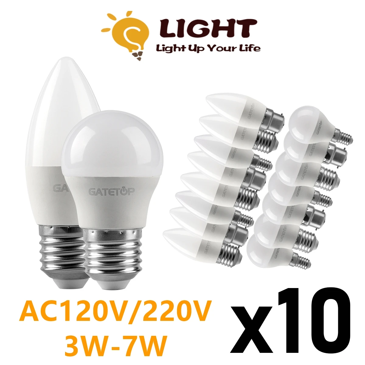 10PCS LED bulb light candle light G45 C37 E14 E27 3W-7W AC120V AC220V 3000K/4000K/6000K Led Golf Bulb Lamp For Home Decoration