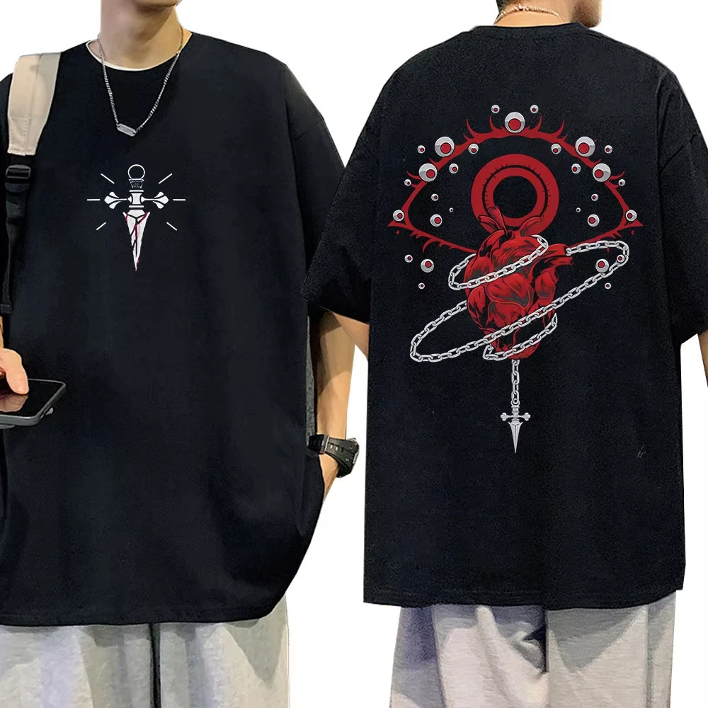 Camiseta de Anime Hunter X Hunter Kurapika Phantom Troupe, camiseta de manga corta para hombres y mujeres, camisetas de algodón de gran tamaño para verano, ropa de calle