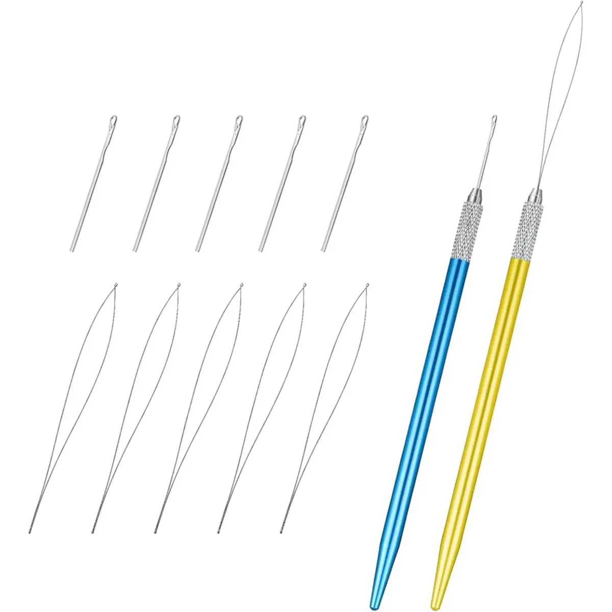 Budget-Friendly-12 PCS Hair Extension Loop Tool, for Hair Styling, Bead Device Tool and Wire Pulling Hook Tools for Silicone Bea