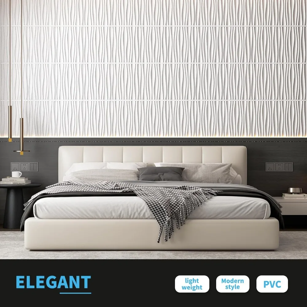 24 sztuki paneli ściennej 3D do dekoracji wnętrz, faliste panele akcentujące z teksturą PVC do salonu, sypialni, tła telewizyjnego