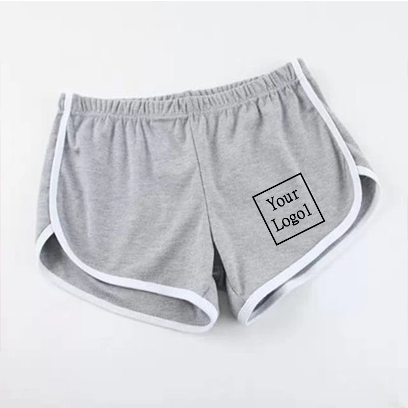 Custom Logo Women\'s Loose Elastic Waist Solid Shorts Female Fitness Sports Short Pants Home Leisure Beach Hot Pants Summer