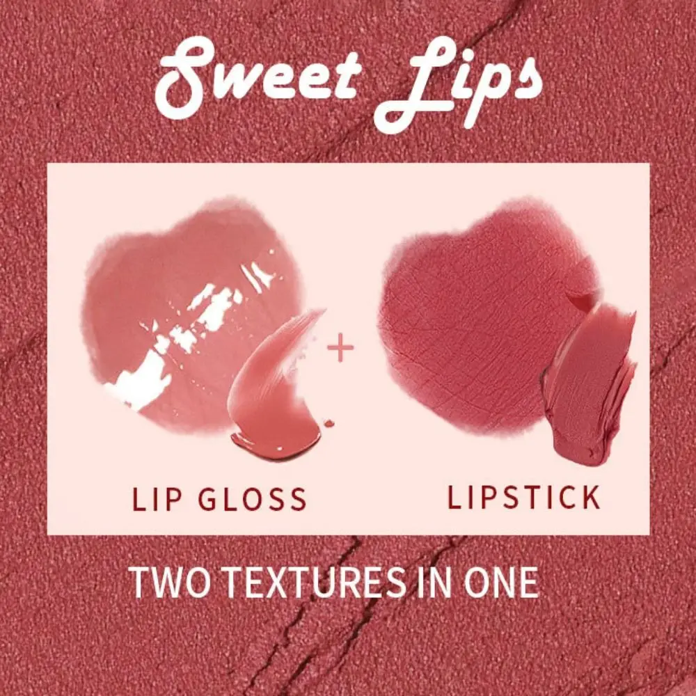 Rossetto Vellutato Opaco 2-in-1 alla Moda, Rossetto Glitter Impermeabile che Valorizza la Carnagione, Lucidalabbra a Forma di Cuffie a Lunga Durata