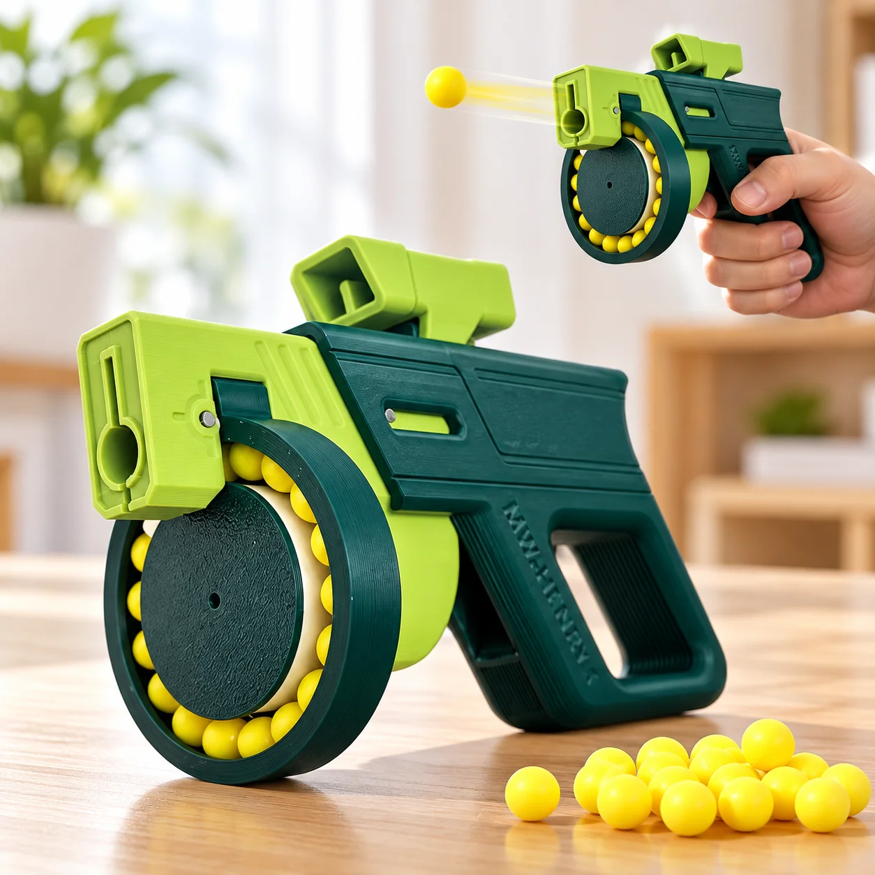 DBS-16 Mini BB Ball Launcher 3D Printed Manual Trigger with 16-Round Circular Magazine for Target Practice