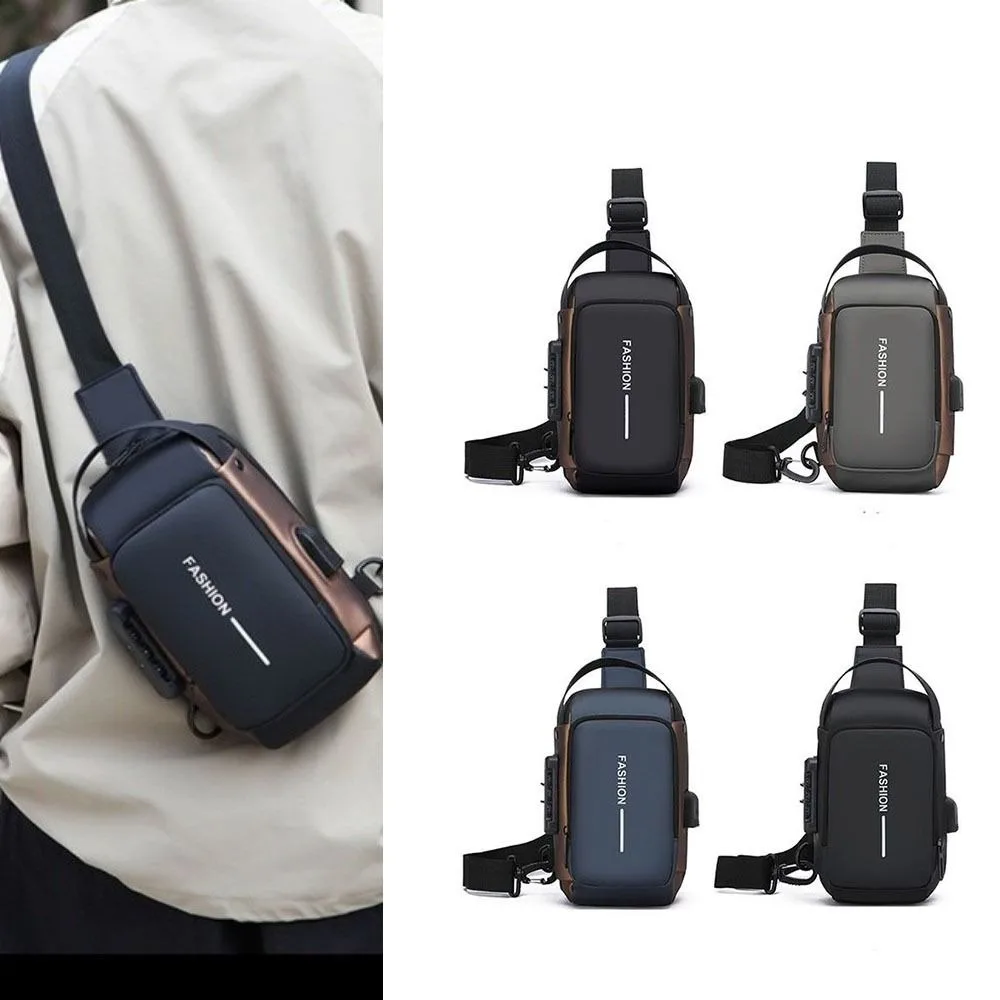 

Водонепроницаемая байкерская сумка с паролем, защита от кражи с USB-зарядкой, мужская нагрудная сумка, многоэтажная сумка через плечо большой вместимости