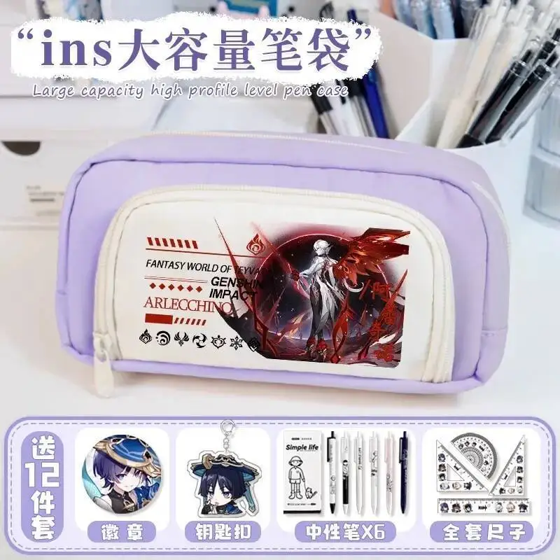 

Anime Game GS Impact Cos The Knave Kinich Emilie Escoffier 2025 Unisex 22X12.5X7cm Q-Version Large-Capacity Pencil Case Gift