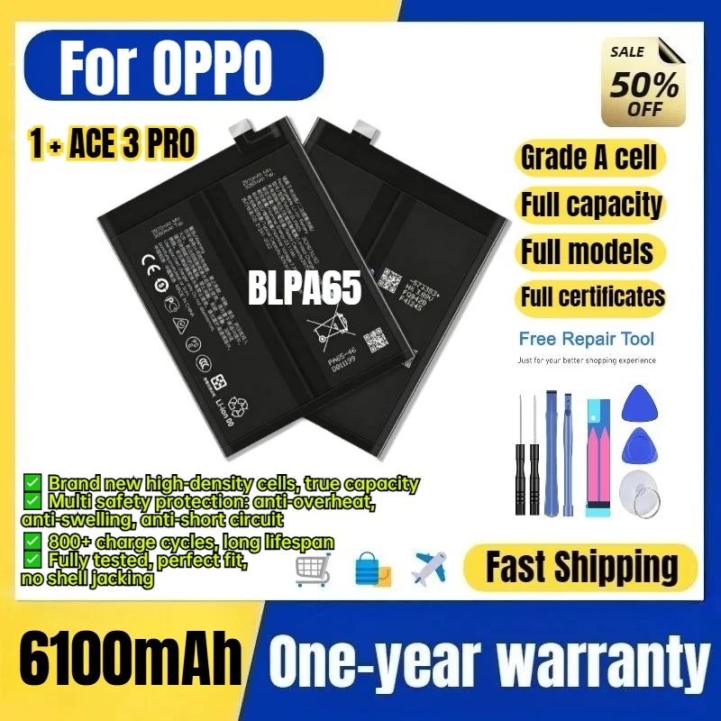 BLPA65 for OPPO 1 + ACE 3 PRO Phone Battery 0 Cycle High Quality Capacity Battery Replacement Bateria Grade A Cell with Tools