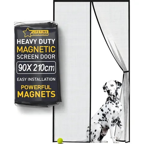 Magnetic Screen Door, Easy-install Strong magnets Anti Mosquito Fly Curtain with Reinforced Hook & Loop for Kitchen, Living Room