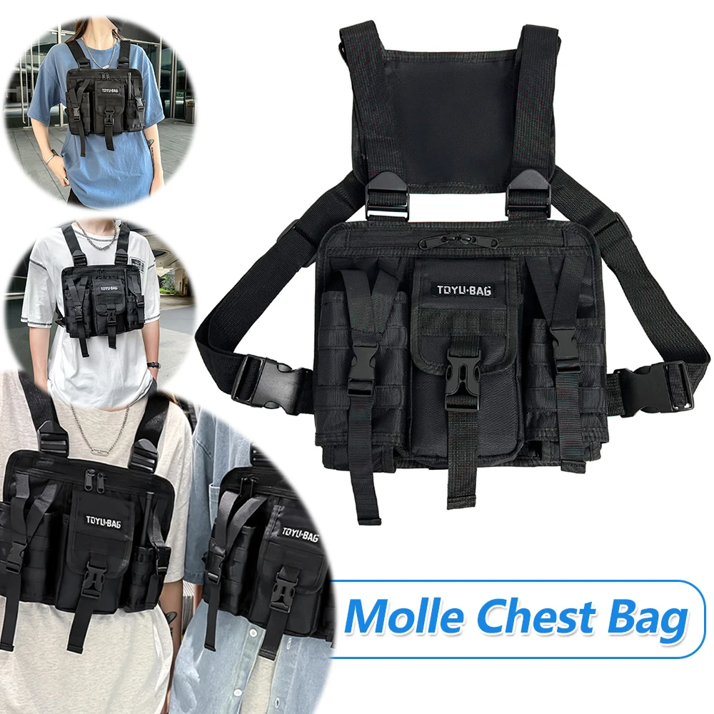 

Сумка на плечо Molle, ткань Оксфорд, жилет, нагрудные сумки, регулируемые несколько карманов, легкие товары для кемпинга на открытом воздухе