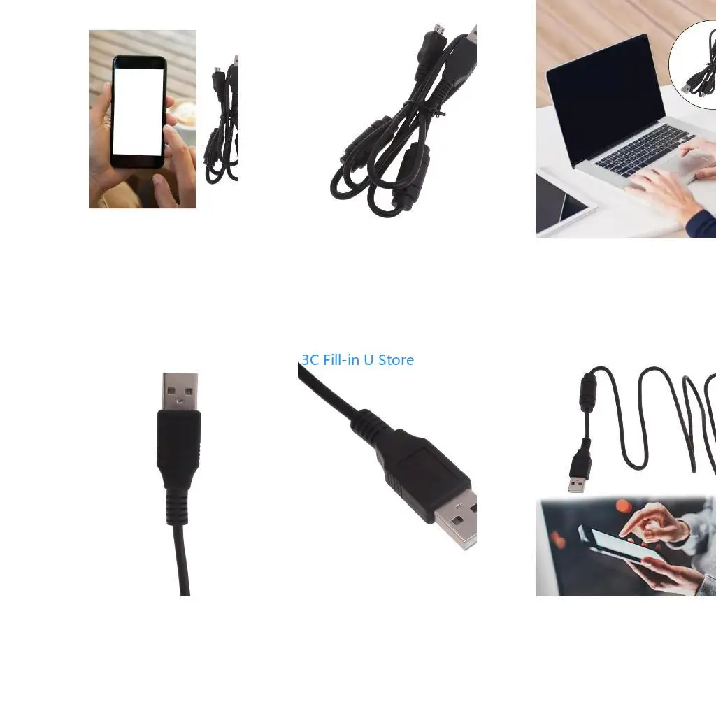 G8TA Data Cable with Rings Versatile Interference Resistant Data Cord 1m for Phones Tablets & Headphones