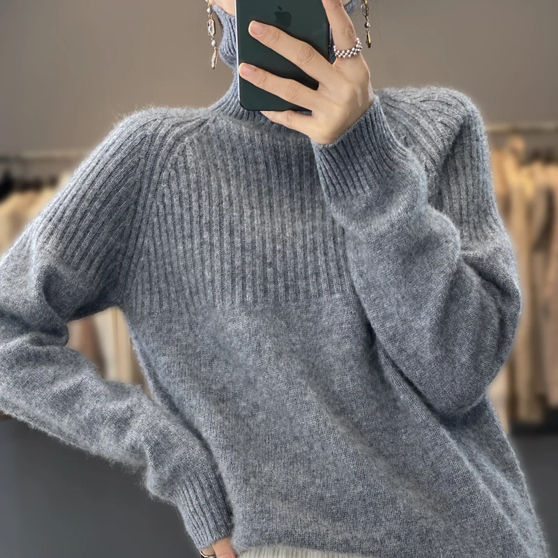 Sweater Wanita Sweater Tren Turtleneck 2022 Atasan Mode Baru Musim Gugur dan Musim Dingin Pullover Korea Pakaian Rajut Pullover Wanita