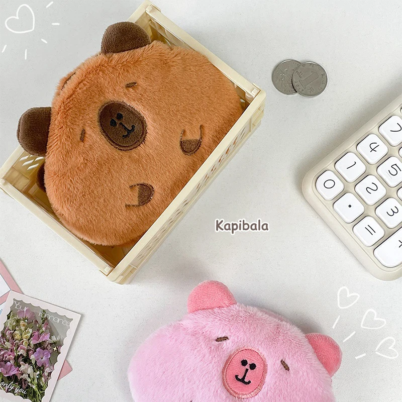 Plush Capibara Coin Purse Pendant Cartoon Capybara Headphone Storage Bag Keychain Portable Lipstick Bag Key Case