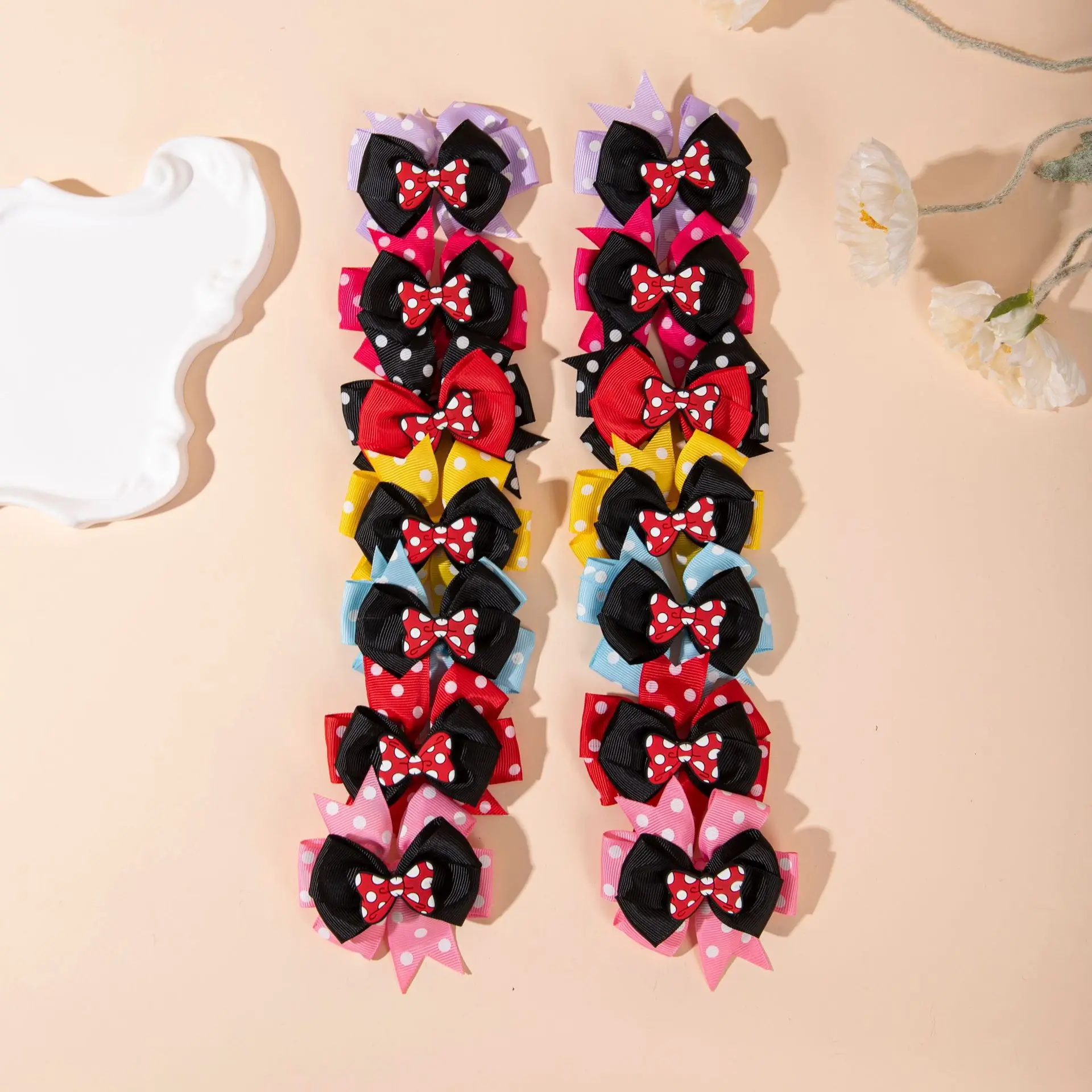 

36pc Kids Hair Clips for Girls Dot Spot Print Ribbon Bow Barrettes Spotty Hairpins Baby Girls Hair Accessories Headwear Bulk