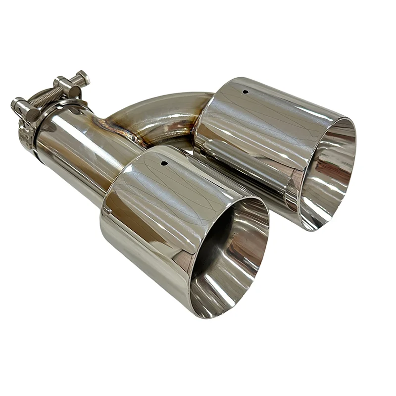 Auto Parts exhaust pipe Stainless steel silver Modified H-shaped 4-outlet tailpipe muffler Large caliber tail nozzle