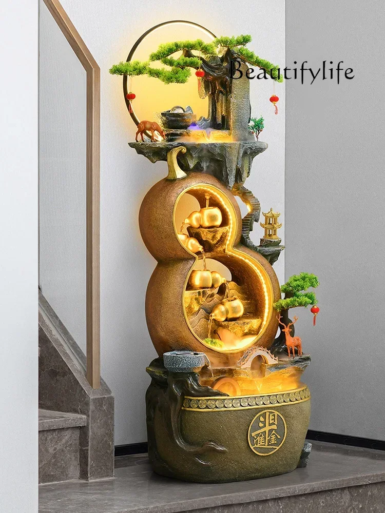 Chinese-style new home housewarming decoration living room lucky water ornament gourd cornucopia fountain opening gift