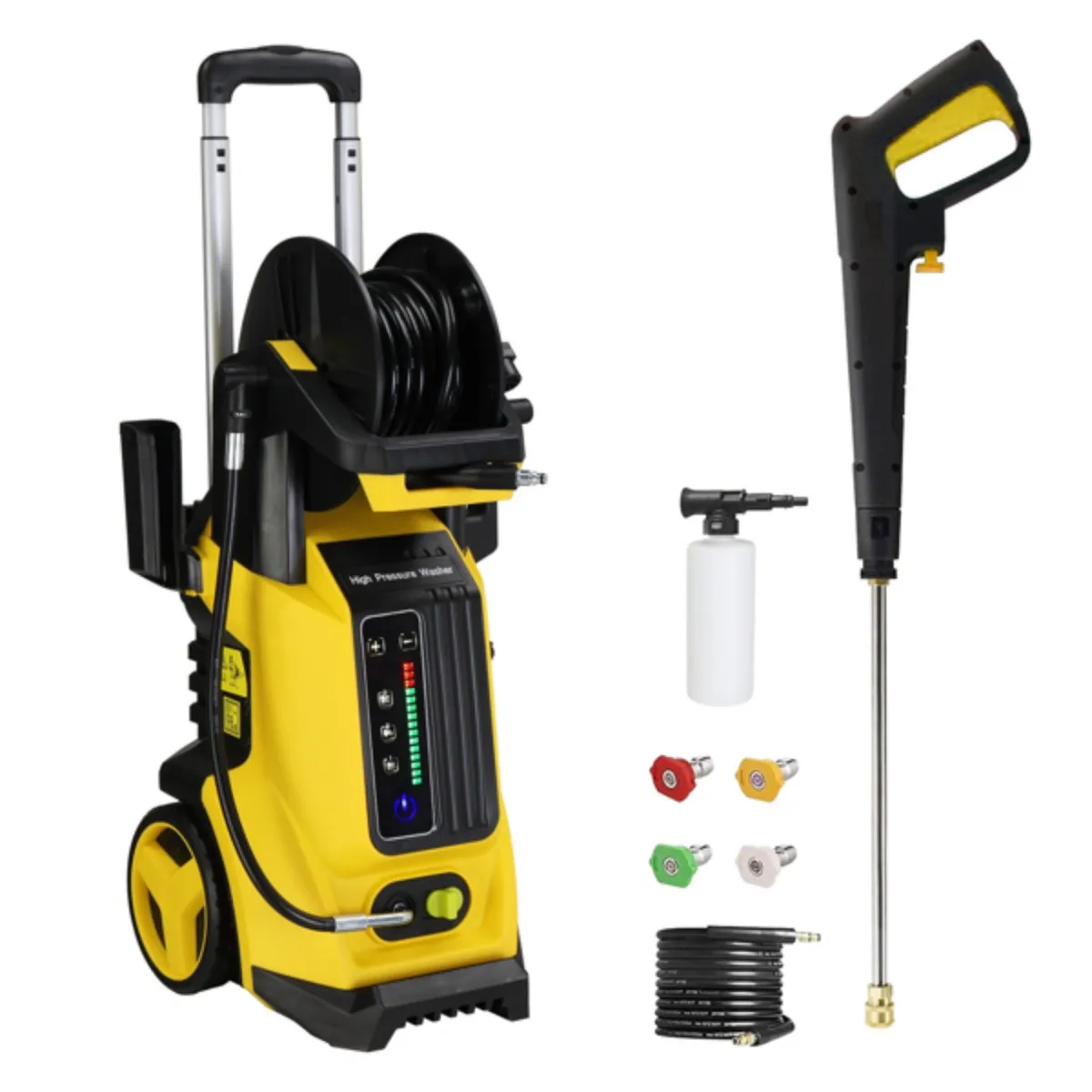 

Очиститель высокого давления 3800PSI 1800 Вт, желтый для дома, автомобилей, лодок, автофургонов, подъездных дорожек, патио, садов, заборов, тротуаров