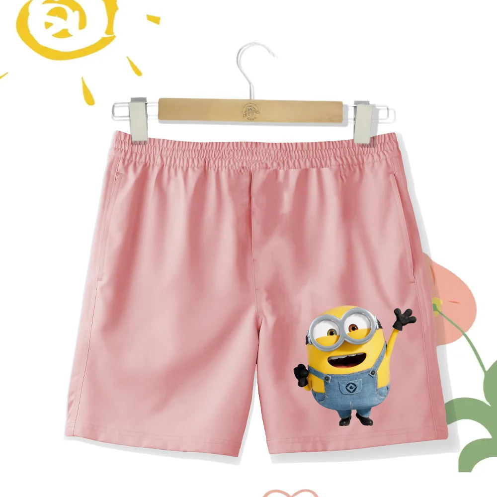 Cute Anime Cartoon Minions Funny Shorts Children\'s Beach Pants Fashion Boys and Girls Clothing Breathable Four Seasons