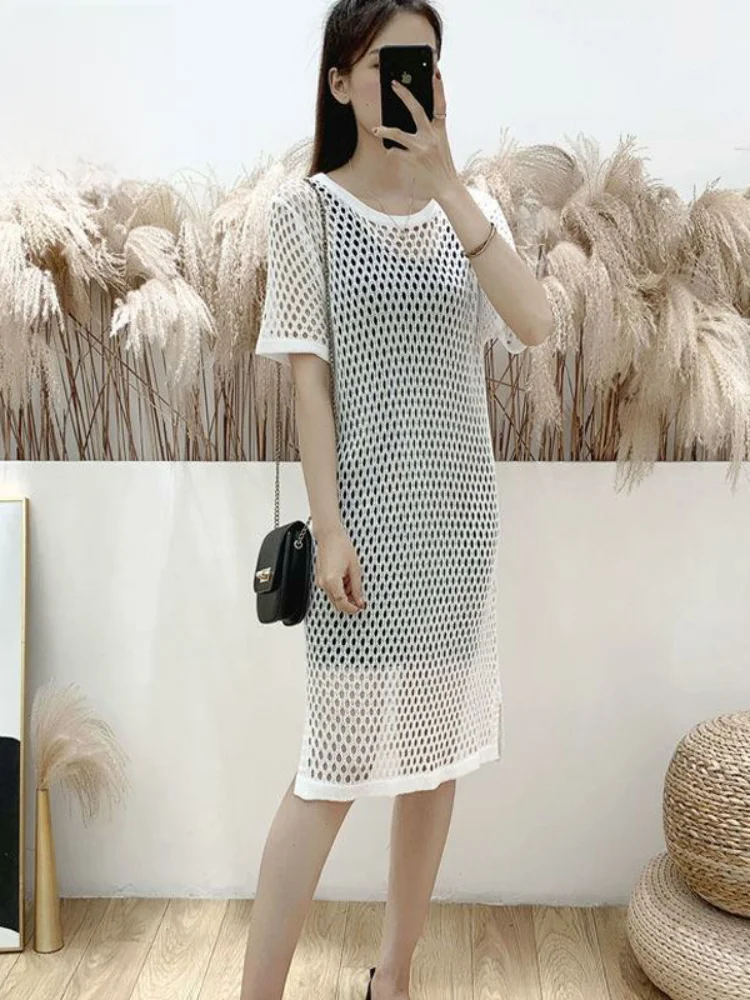 سترة محبوكة طويلة بقصة ضيقة، سترة صيفية رفيعة جديدة للحماية من الشمس، سترة نسائية فضفاضة مكيفة الهواء، سترة عصرية