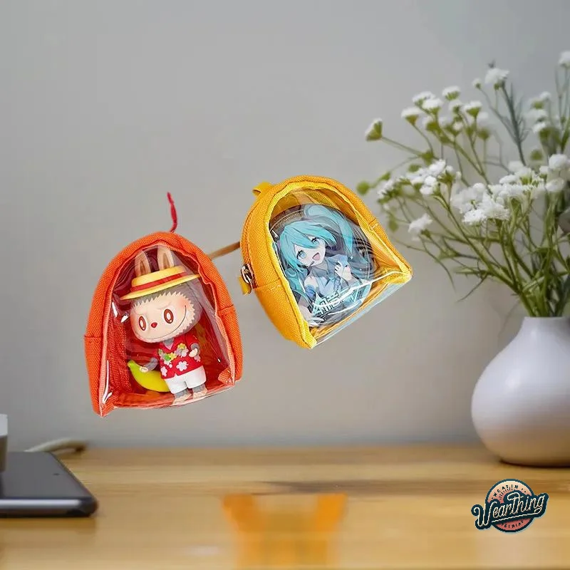 Creative Transparent Doll Display Bag Thickened Outdoor Storage Bag Keychain Charm Organizer Backpack Decoration