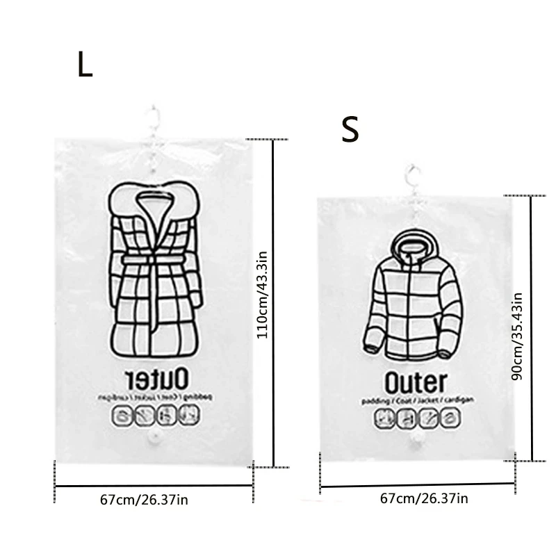 Hang Transparent Vacuum Bag Storage For Clothes Down Jacket Overcoat Compression Home Organizer Wardrobe Dustproof Coat Air Pump