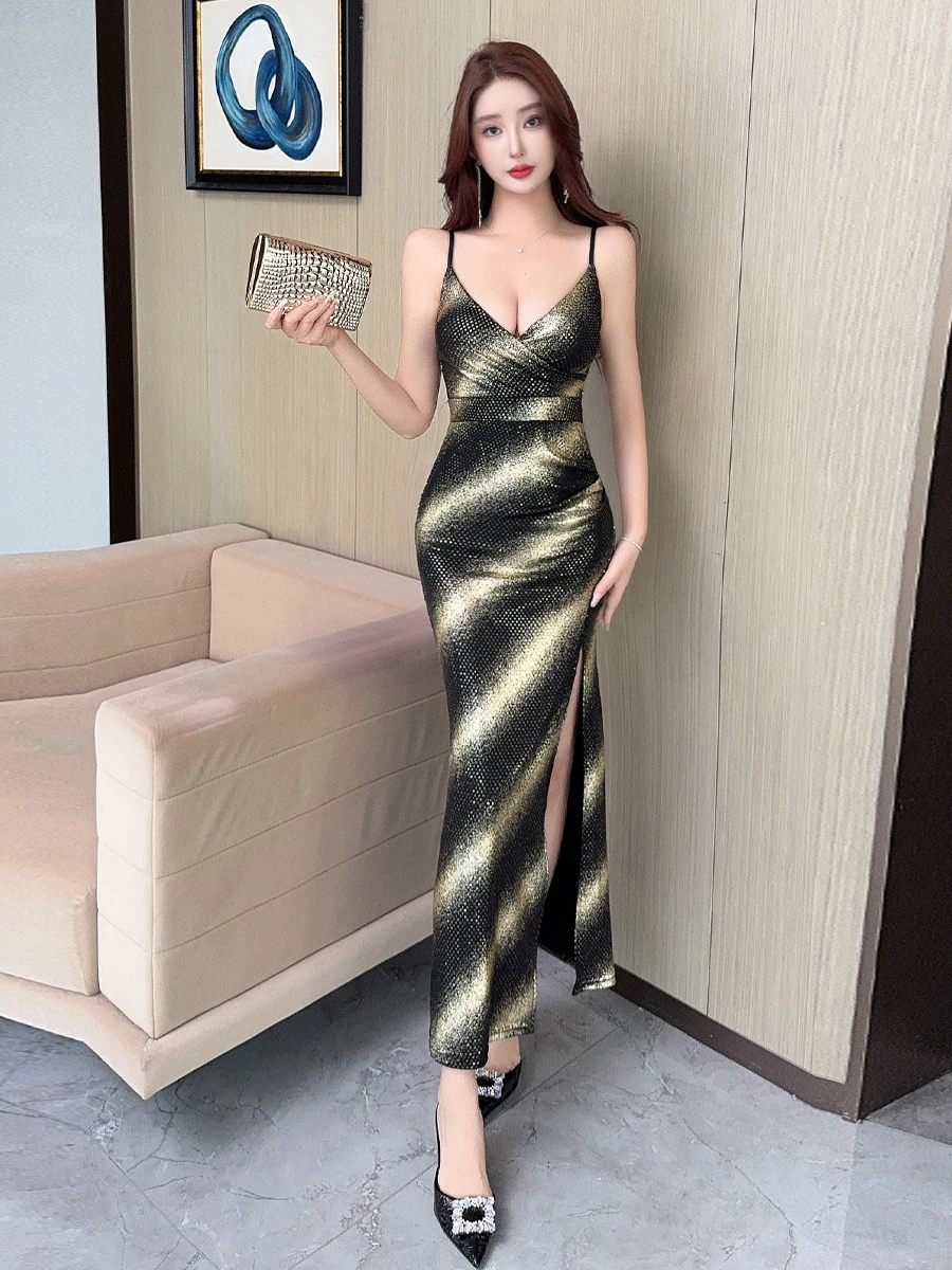 

Сексуальное длинное платье длиной до пола с v-образным вырезом и заниженной талией для ночного клуба, облегающая юбка с высокой талией для свидания пар