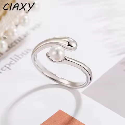 Silver Color Circular Rail Pearl Ring Unique Advanced Sense Opening Engagement Rings for Women Colleague Birthday Jewelry Gift