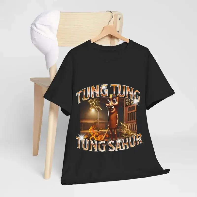 Tung Sahur Heavy Cotton T Shirt Italian Brainrot Casual Wear Unique Funny Meme