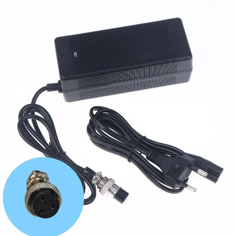 

Набор адаптеров питания CCA4-1, 58,8 В, 2 А, зарядное устройство для литиевой батареи с разъемом GX16-3-контактным разъемом США/ЕС для литий-ионной батареи 52 В, вход 100-240 В