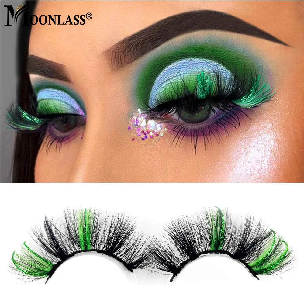 30/40/50 Pairs 5D Glitter Ombre Colored Mink Lashes Extension Supplies Soft Fluffy Natural Colorful Fake Eyelashes For Cosplay