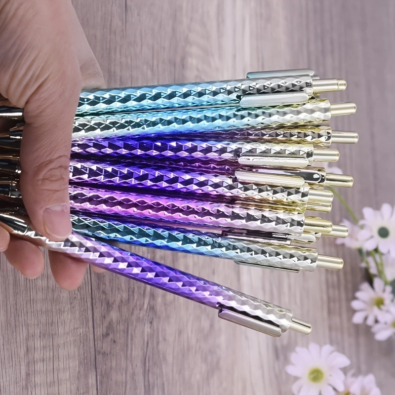 12-Pack Gradient Color Push-Button Ballpoint Pens with Dazzling Spray Paint, Ideal for Gifts and Office Writing
