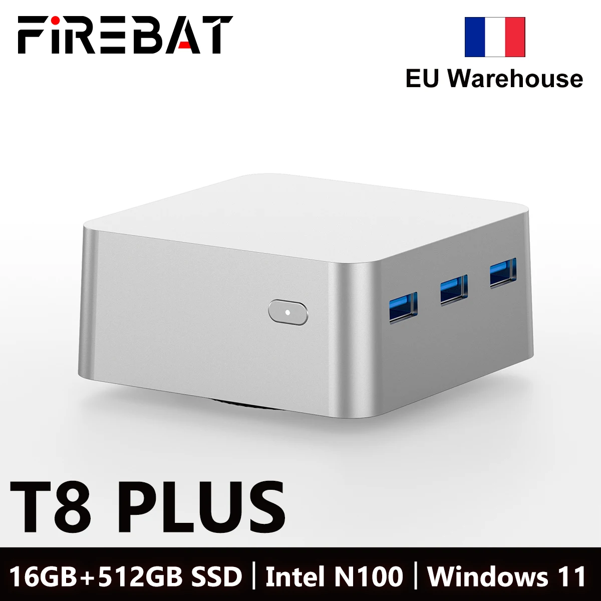 FIREBAT T8 PLUS Mini PC Gamer Intel N100 Windows 11 Mini PC Gaming LPDDR5 16GB RAM 512GB SSD NVME M2 WIFI5 BT4.2 Desk