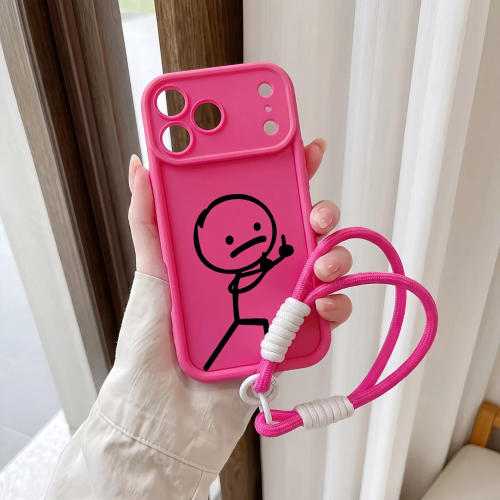 Daumen-hoch-Stick-Figuren-Lanyard-Handyhülle für iPhone 14 15 16 17 Pro Max 16 15 14 Pro Plus 17E Stoßfeste Matte Silikonhülle – Detail 5
