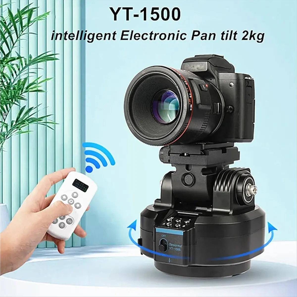 N05R YT-1500 Auto Motorized Rotating Panoramic Tripod Head with Remote Control Camera Phone Pan Video Tripod Head Stabilizer