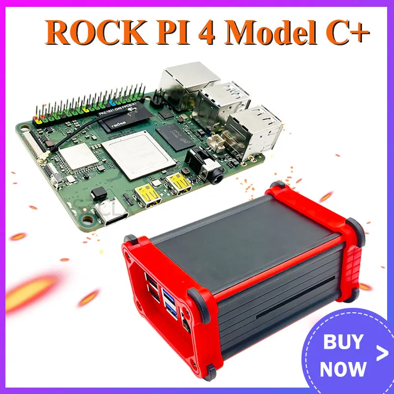 ROCK Pi 4C Plus ROCK PI 4 Model C+ 4GB SBC Rockchip RK3399T 64bit Six-Core A72 A53 Development Board Compatible with RPI