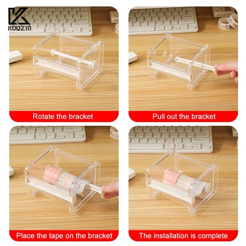 Creative Tape Cutter Set Tape Tool Transparent Tape Holder Tape Dispenser School Supplies Office Stationery For Student