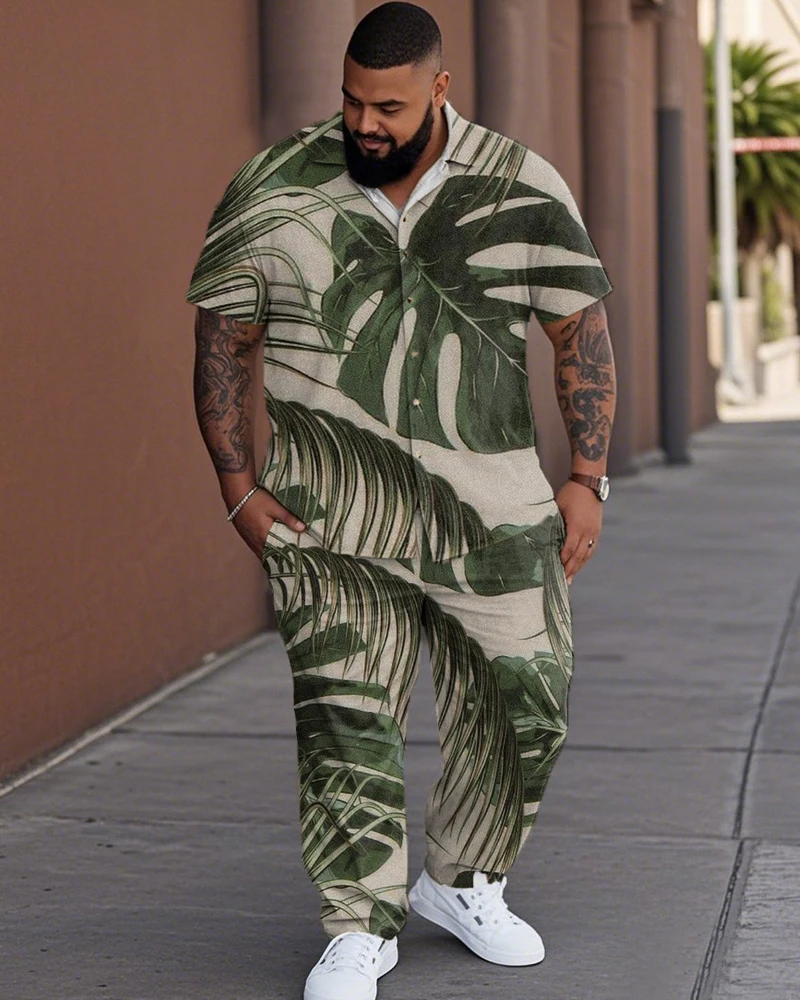 

S-9XL Мужская свободная курортная рубашка и брюки больших размеров — дышащий быстросохнущий отпускной наряд для больших и высоких мужчин