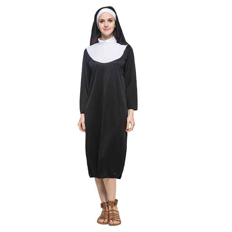 New Women Classic Nun Cos Costume Dress Halloween Religious Sister Cosplay Fancy Dresses Outfit for Party Stage Cosplay Costumes