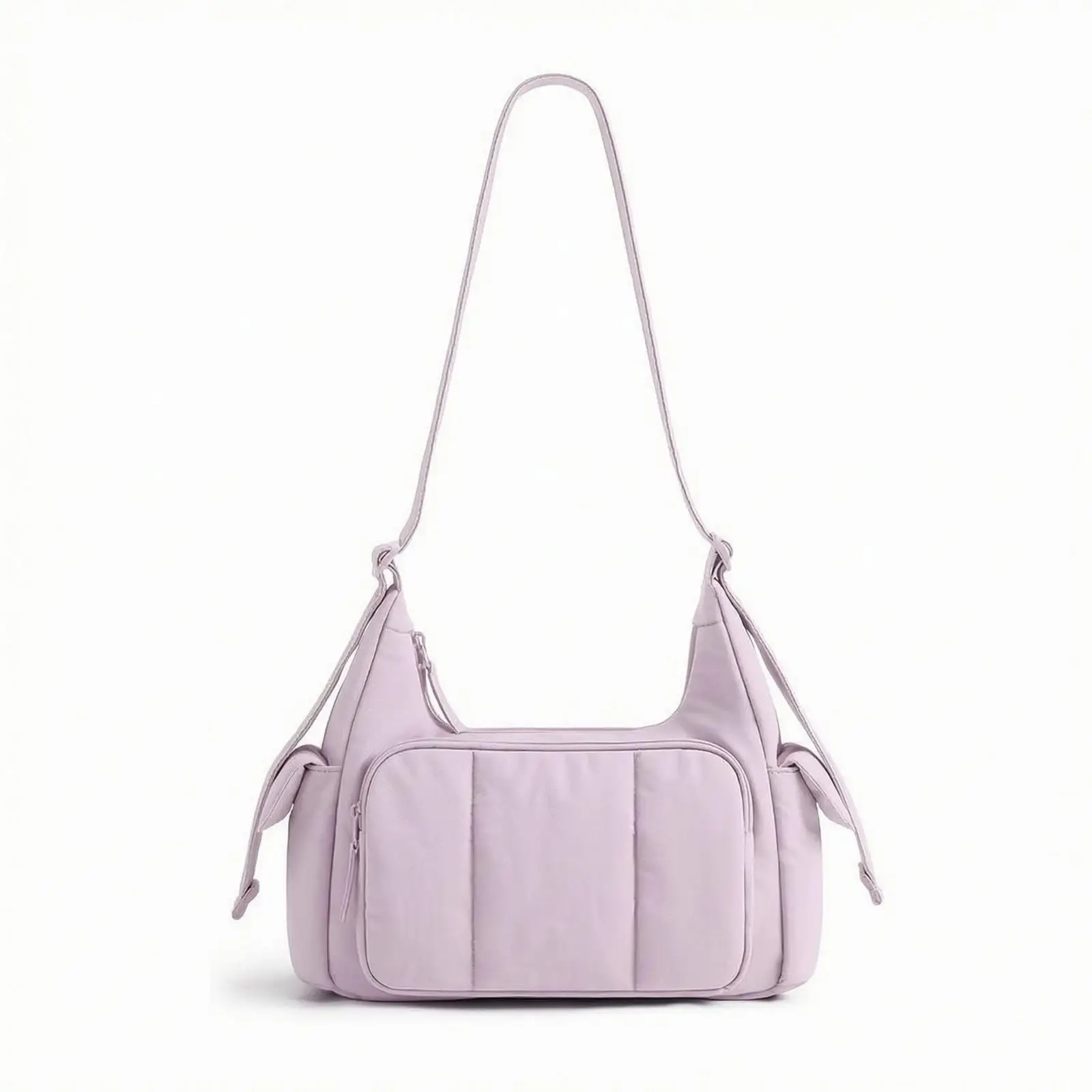 Women Small Padded Crossbody Purse Quilted Nylon Shoulder Bag Front Pocket Cute Fluffy Handbag Adjustable Strap Daily