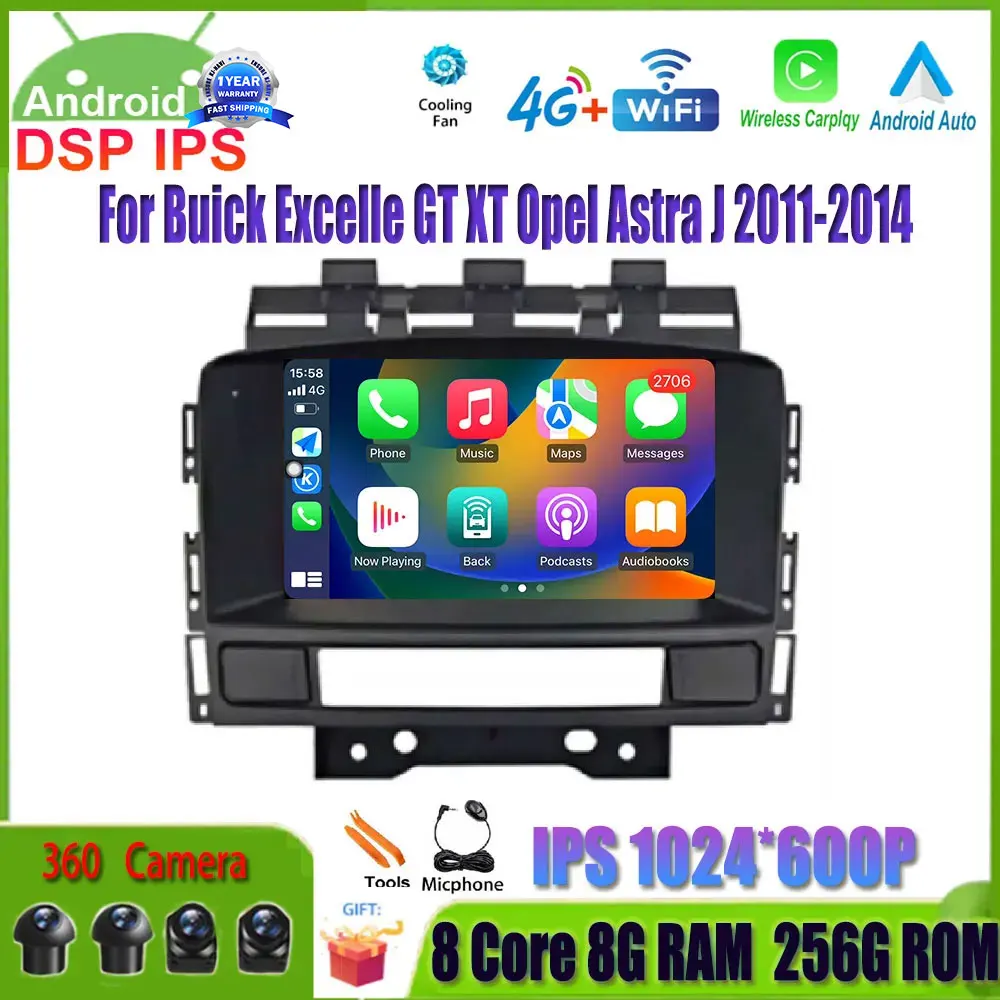 

7" IPS+DSP For Buick Excelle GT XT Opel Astra J 2011-2014 Android 14 Car Multimedia Stereo Radio Video Player GPS Navigation