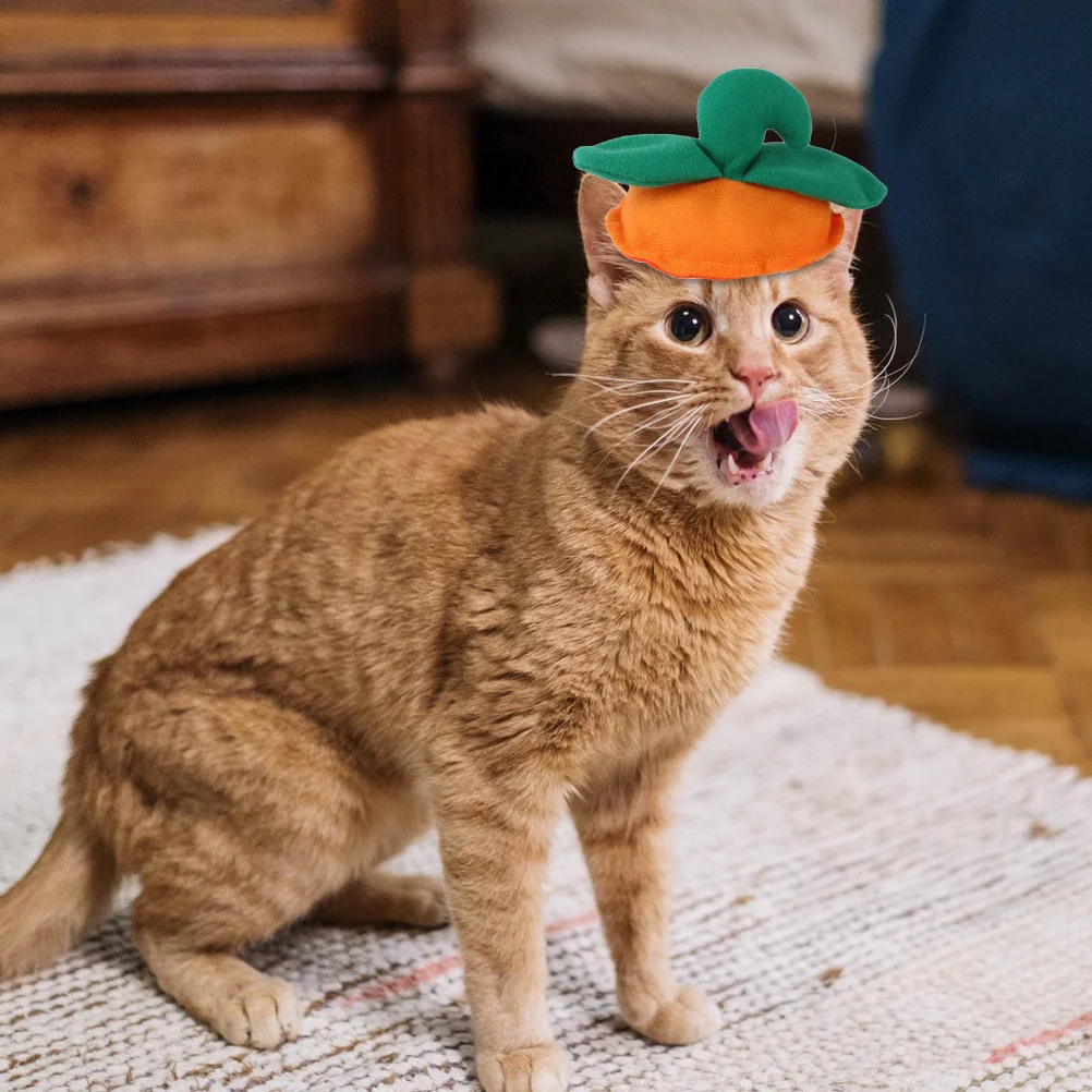 

1Pcs Pumpkin Shaped Pet Hat Comfortable Halloween Cat Costume Hat Decorative Headdress Adorable Cat Hood Party Headgear