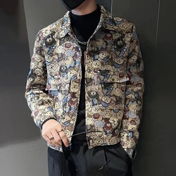 Mens Y2k Bear Embroidered Casual Jacket 2024 New Autumn Winter Genderless Fashion Temperament Youth Street Jacket Coat Unisex